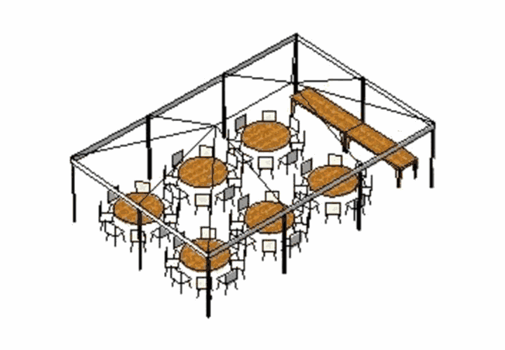 Layout diagram of the 48-guest tent package